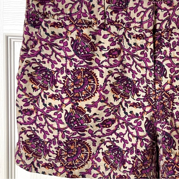 Ann Taylor LOFT Shorts Linen Blend Purple/Cream/Orange Mid Rise Size 4(Small) - Picture 2 of 3